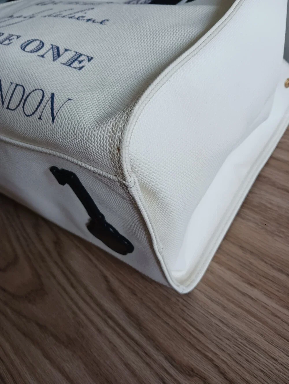 My Flat London CREED  Tote Bag with Black Bow - Cream and Black